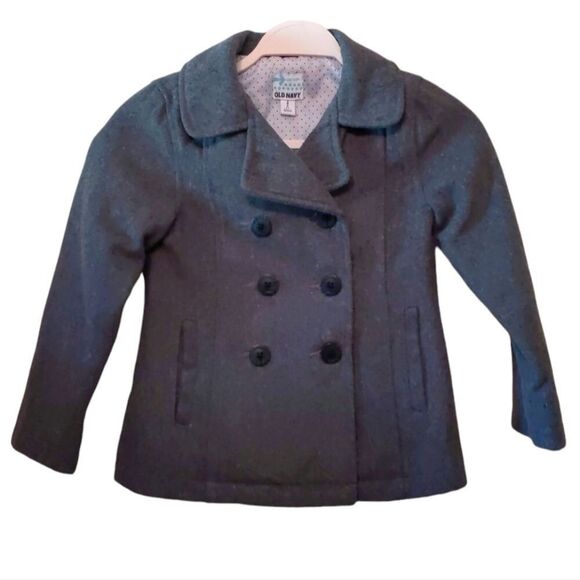 OLD NAVY Coat Girl Wool Blend  Pea Coat Size 6-7 - Picture 1 of 4